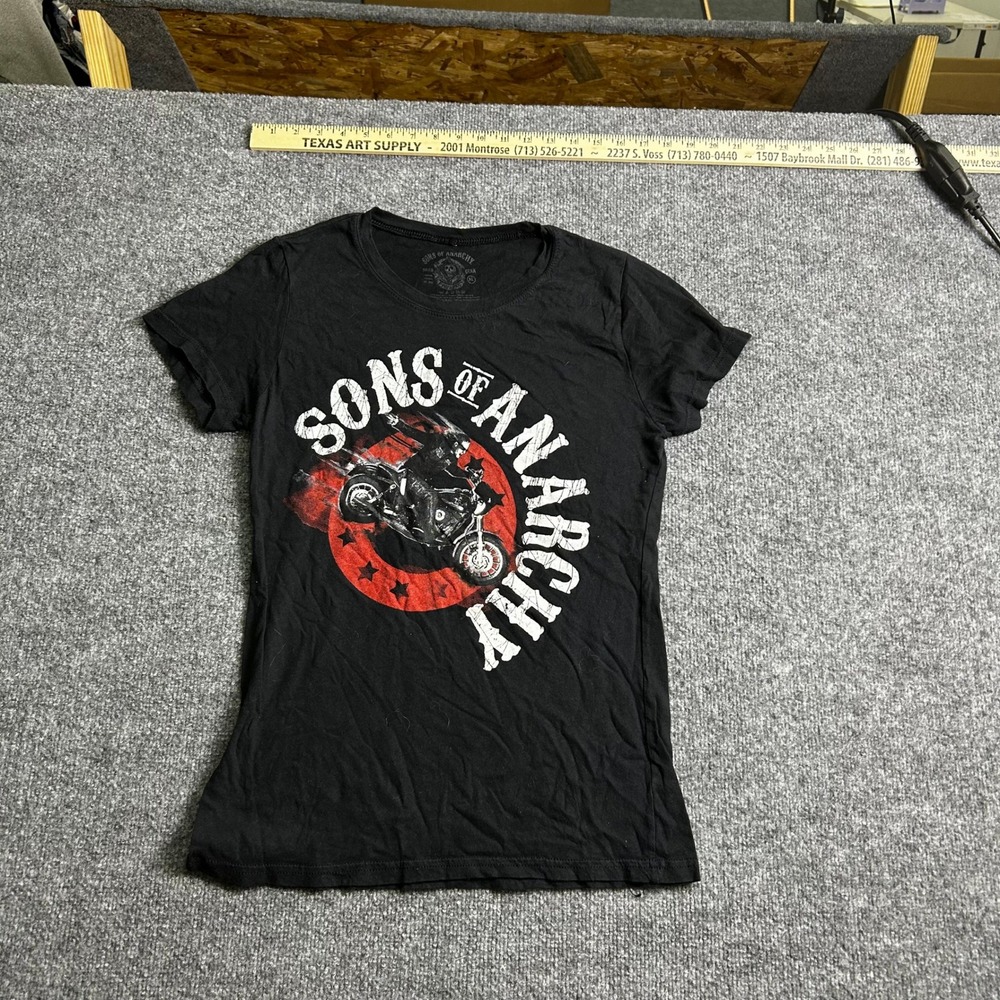 Sons of Anarchy T-Shirt Womens Size XL Black Graphic Biker Slim Fit Short Sleeve